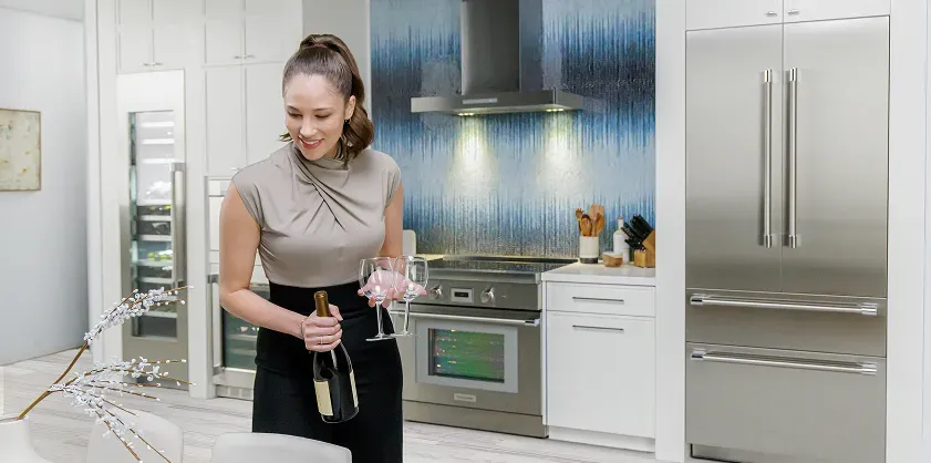 woman in luxury kitchen